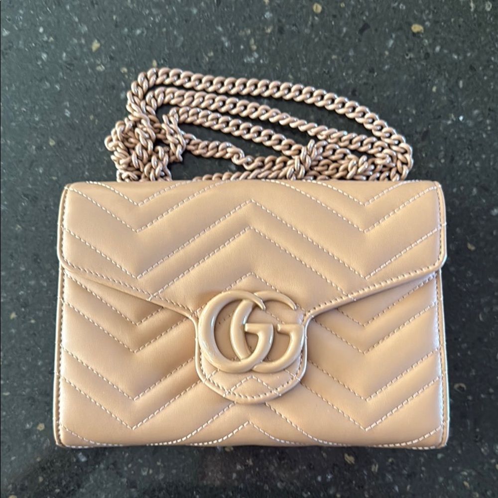 Gucci Tan Quilted Leather Shoulder Bag